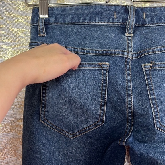 FREE People Dark Blue Wash Busted Knee Mid Rise Skinny Jeans Size W24 - Picture 12 of 16